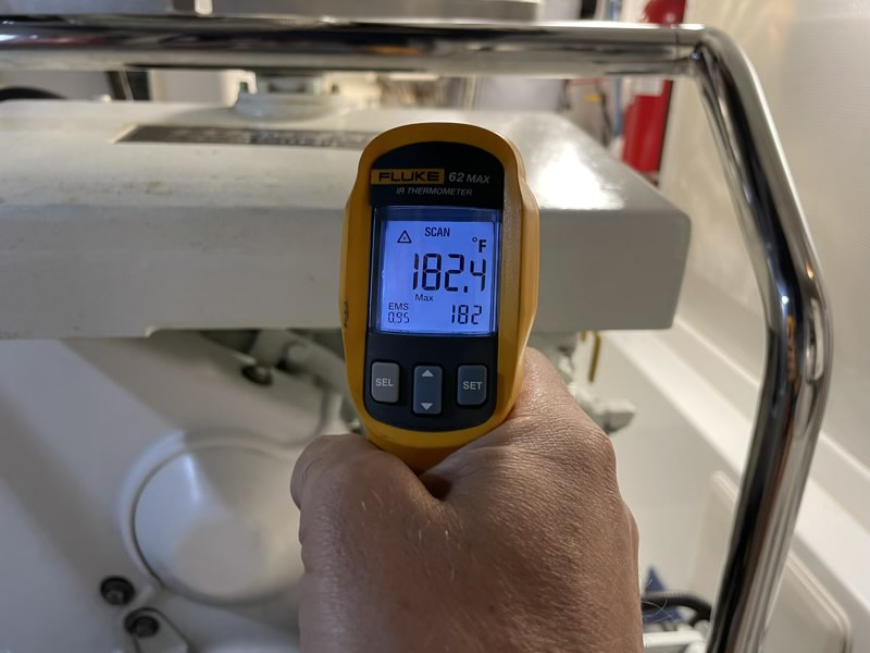 The Fluke IR thermometer in action.